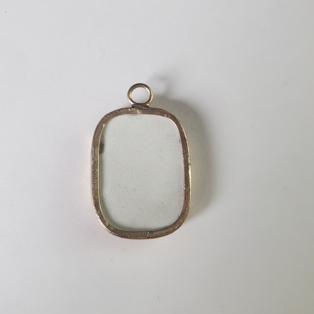 Vintage Porcelain Pottery Shard Charm Mini Pendant Blue Green Floral Paisley - Picture 6 of 10